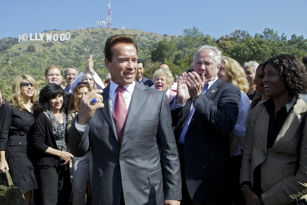 <b>FREDET: </b>Hollywood-stjernen Arnold Schwarzenegger har også vært guvernør i California, og i 2010 avslørte han at det berømte skiltet hadde blitt fredet.