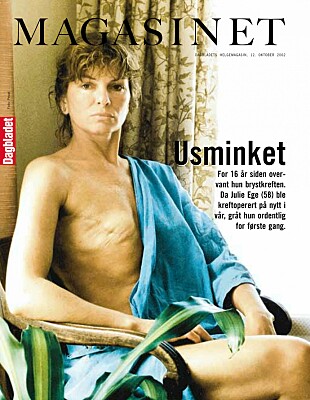 <b>MODIG: </b>En modig Julie Ege prydet forsiden av Magasinet Dagbladet, 12. oktober 2002.