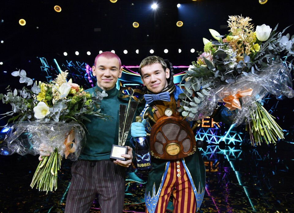 MARCUS OG MARTINUS: Våren 2022 ble det avslørt at det var den norske duoen Marcus og Martinus Gunnarsen som gjemte seg under gullmaska i den svenske versjonen av «Maskorama». TV-seerne var i sjokk og kalte det en katastrofe at norske artister fikk være med i et svensk program.