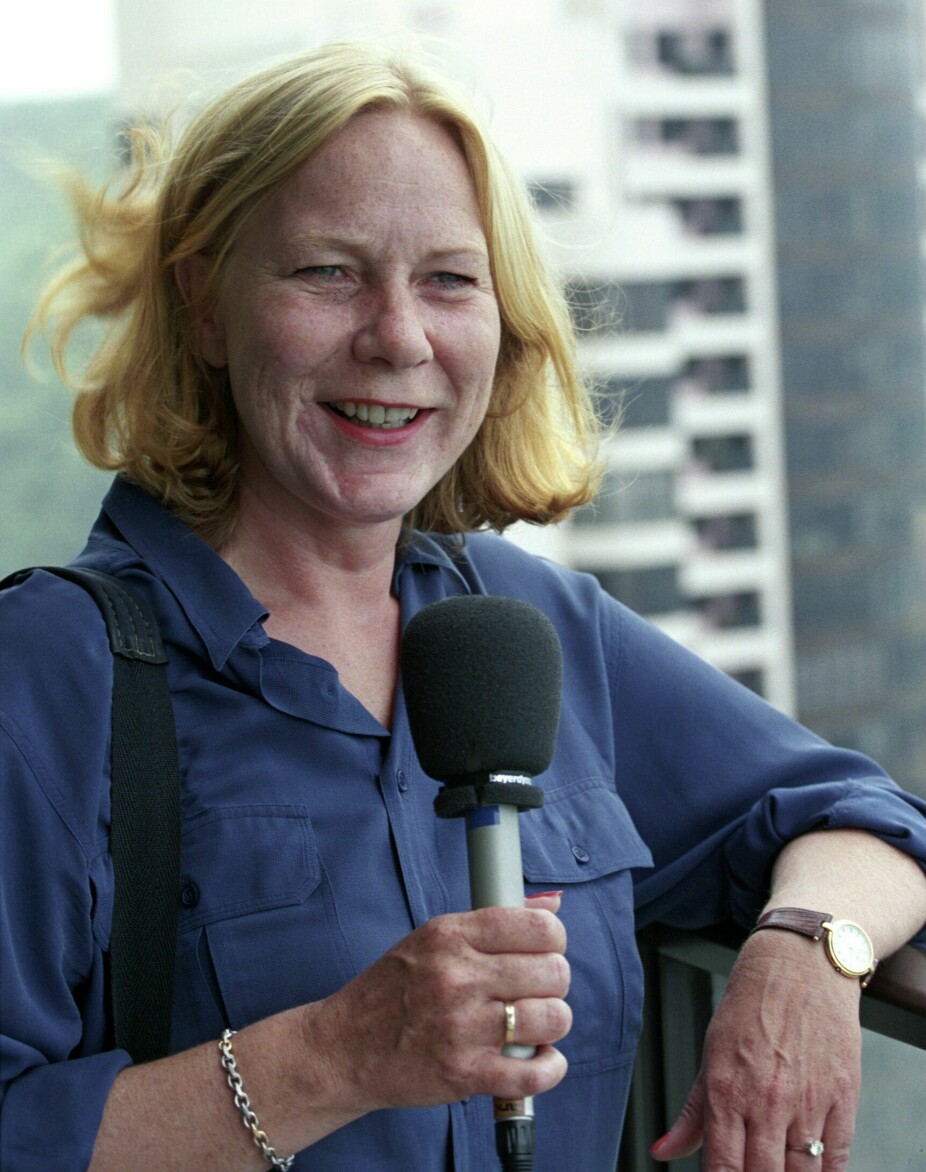 <b>PÅ JOBB:</b> Anne Grosvold, daværende Asia-korrespondent for NRK, fotografert i Hongkong våren 1995.