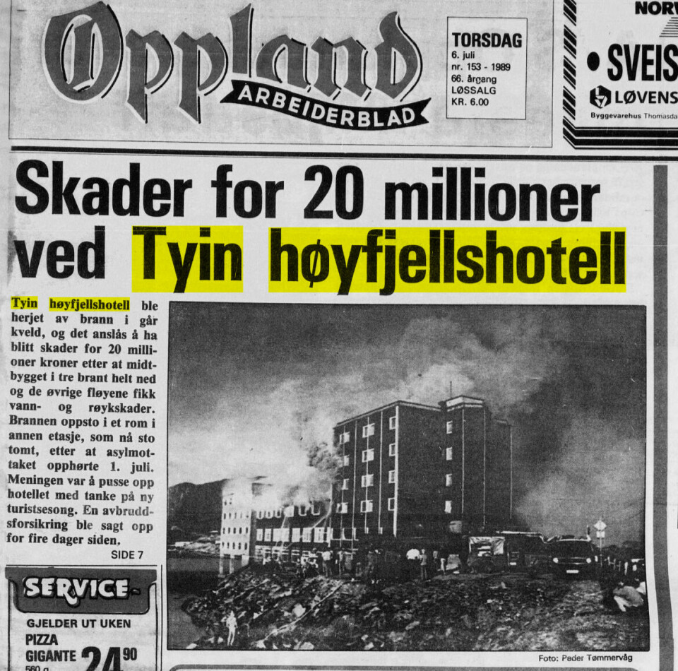 IKKE OPPKLART: Som mange av hotellbrannene til fjells, ble heller ikke brannen på Tyin oppklart.