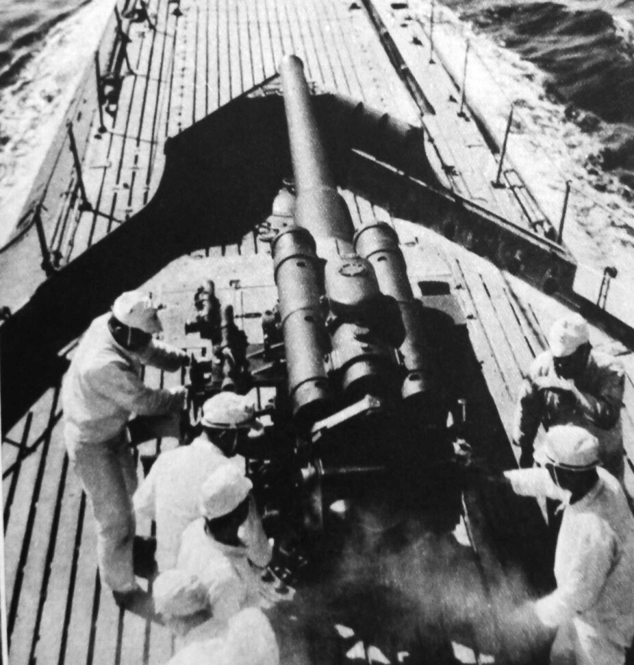 <b>KANONEN:</b> I-10 var utstyrt med en meget kraftig 140 mm dekkanon, standard for de japanske ubåtene under 2. verdens­krig. Det var den som senket Donerail.