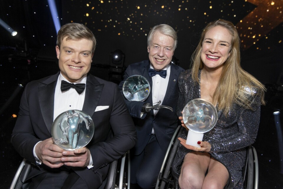 SUPERTRIO: Paraalpint-eneren Jesper Saltvik Pedersen og rostjernen Birgit Skarstein mottok også hver sin pris da NRK arrangerte Idrettsgallaen for 23 gang.