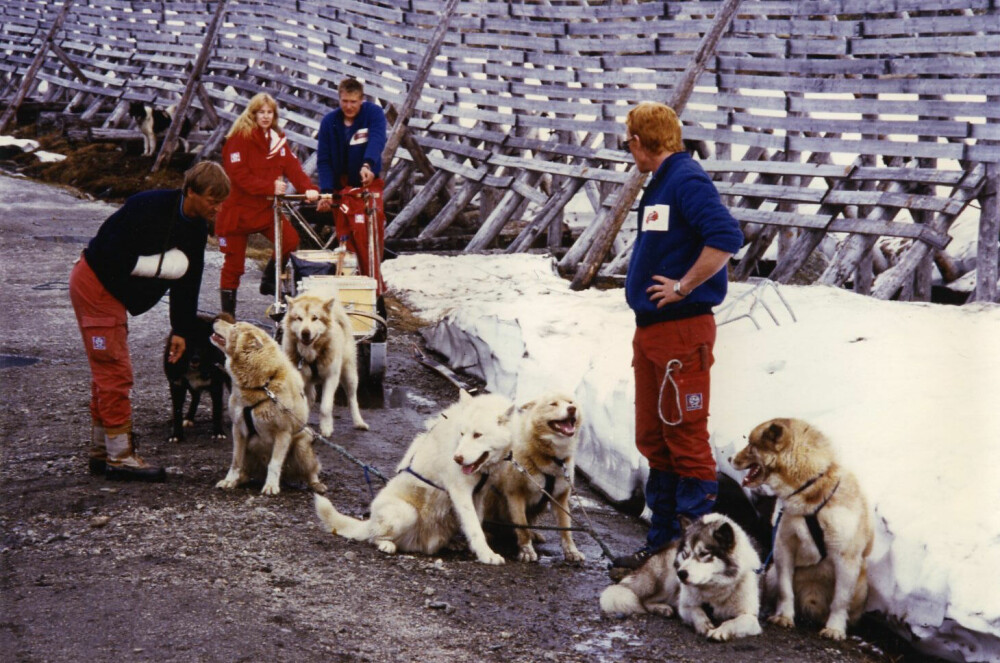 <b>HUNDESPANN:</b> Monica klarte å få med seg alle hundene hjem i live etter 90 grader Syd-ekspedisjonen i 1986–87.