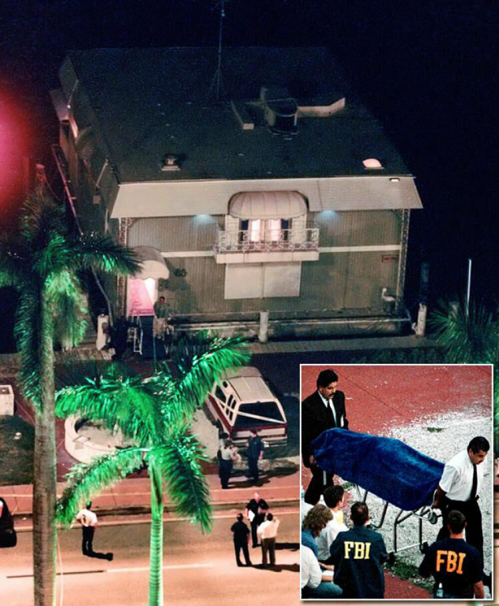 <b>DRAMA PÅ BEACHEN:</b> Guianni Versace ble skutt og drept foran sitt hjem The Villa, på Miami Beach. Byens mest kjente borger ble tatt av dage - av en seriemorder.