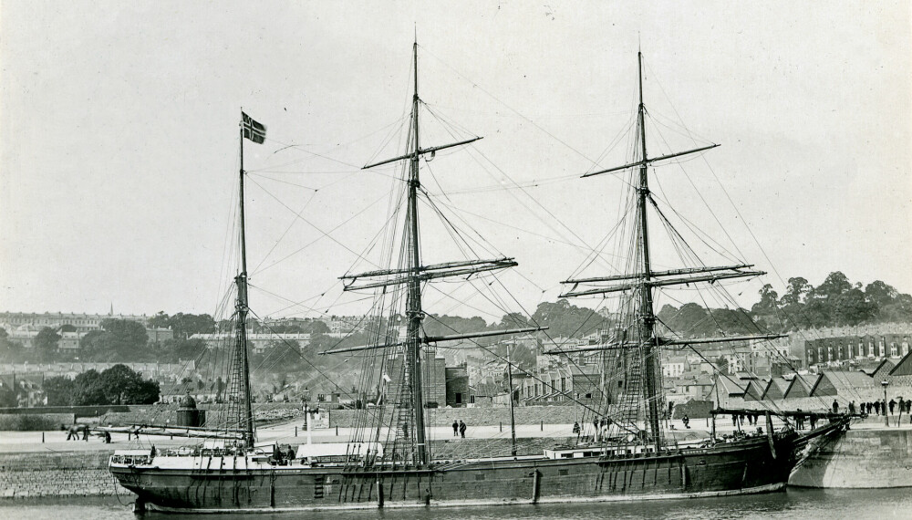 <b>NORSK EIER:</b> «Ragna» ble opprinnelig bygget som «Hilda» på Nova Scotia i Canada i 1878, men kom på norske hender i 1891 og skiftet navn. Da den rundt 50 meter lange skuta forliste var det rederen J C Svendsen i Kristiansand som eide «Ragna». På bildet ligger skuta ved Bristol Docks.