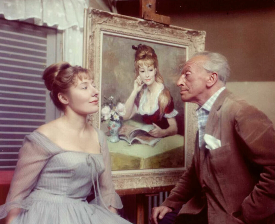 <b>KUNSTNERPAR:</b> Claudine og hennes ektemann, maleren Charles Dyf i deres atelier i 1960. Han tjente godt på - og ble aldri lei av - å male henne. Til Hanne Krogh, og mange andres store glede.