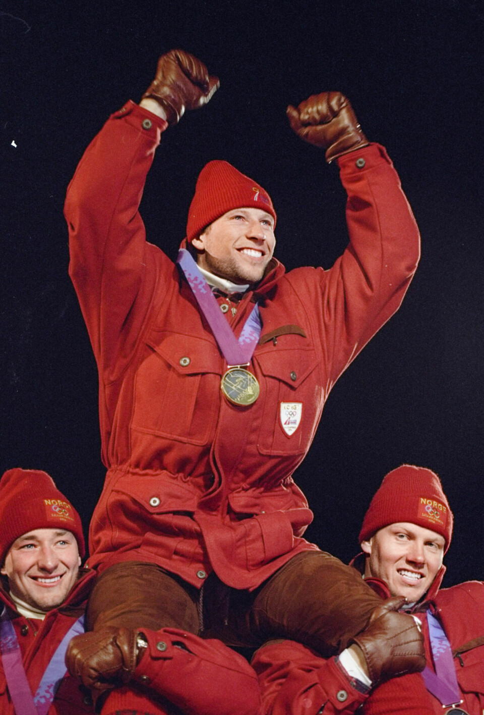 TRIPPEL GLEDE: Lasse Kjus, Kjetil André Aamodt og Harald Strand Nilsen fylte premiepallen.