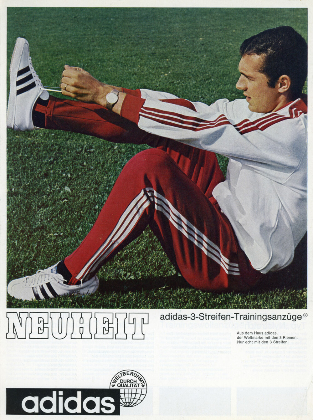 <b>UTVIDET SLAGMARK:</b> I 1967 lanserte Adidas for første gang klær som del av sin kolleksjon. Frontfigur for lanseringen: Den gang stortalent i fotball, Franz Beckenbauer.