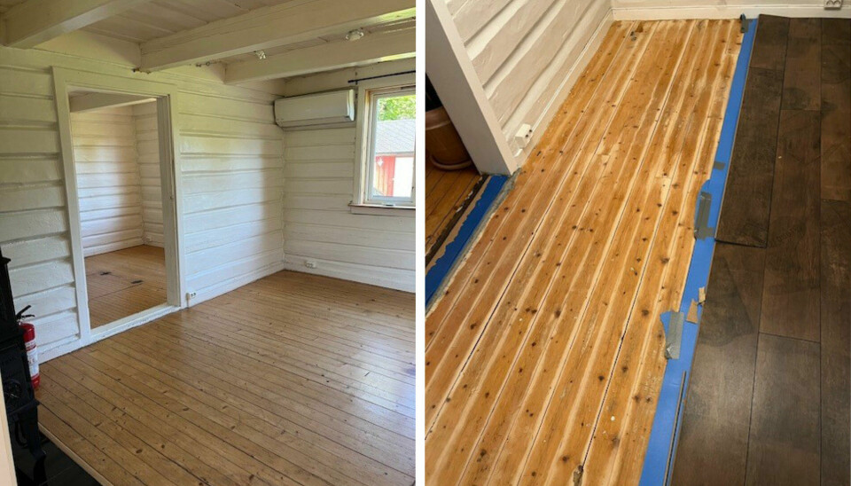 FREM I LYSET:  Under det mørke klikklaminatet fant Vibecke tilbake til det opprinnelige gulvet.