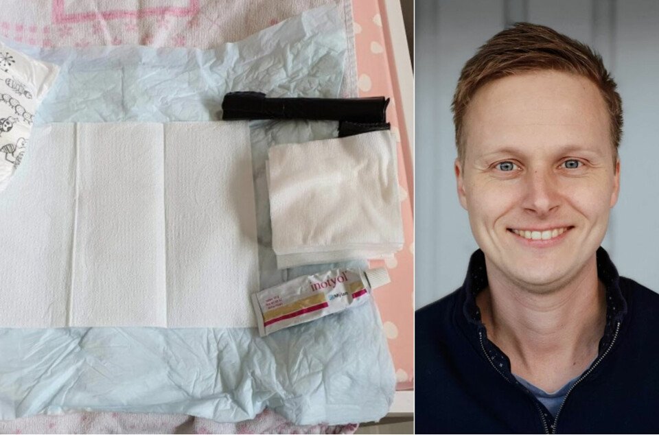 – Akkurat nå sliter vi veldig med at babyen bæsjer på gulvet, sier førstegangspappaen og ser alvorlig på meg