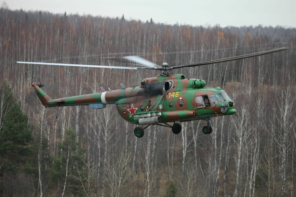 RETT OVER GRENSEN: Med sitt Mi-8AMTSh, lik dette helikopteret, fløy Maxim Kuzminov over grensen fra Russland til Ukraina. Et propaganda-varp for Ukraina og et prestisjenederlag av rang for Putin.