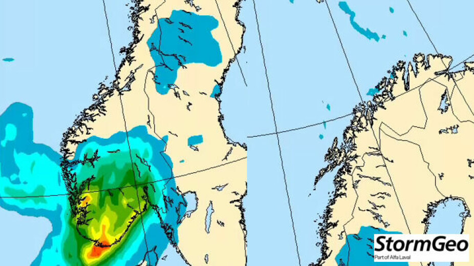 <b>NEDBØRSKART FOR LANGFREDAG: </b>Storm-meteorologen forteller om stor usikkerhet rundt været siste halvdel av påsken. En fersk prognose tyder på at Langfredag kan bli nedbørstung i sør. I nord ser ting langt bedre ut.