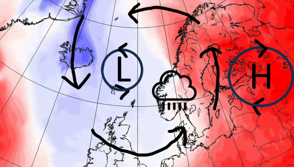 <b>VÆROMSLAG:</b> Etter en periode med supert og sommerlig maivær, ligger det an til et væromslag denne uken. Kartet viser hvordan været blir på onsdag 5. juni.