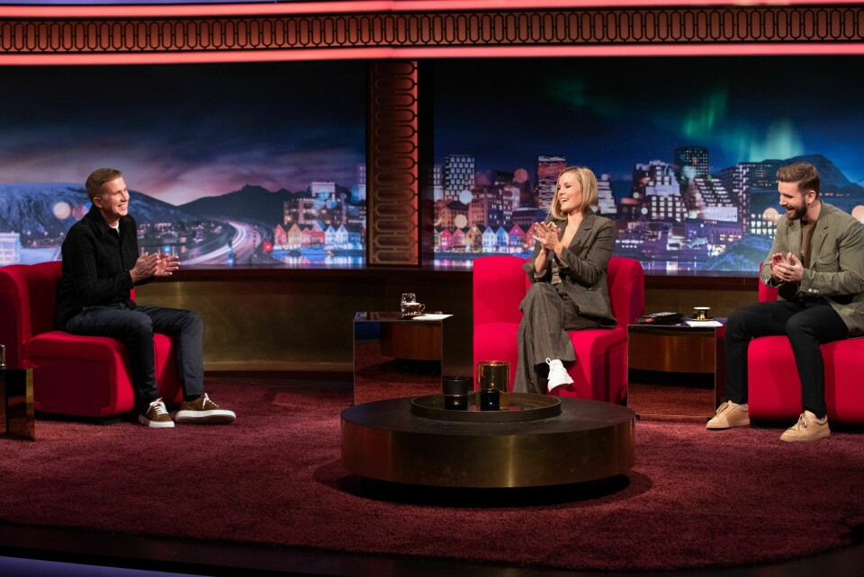 GJEST: Kasper gjestet «Senkveld» i 2020 og snakket åpenhjertig om kreftsykdommen med  Helene Olafsen og Stian Blipp.