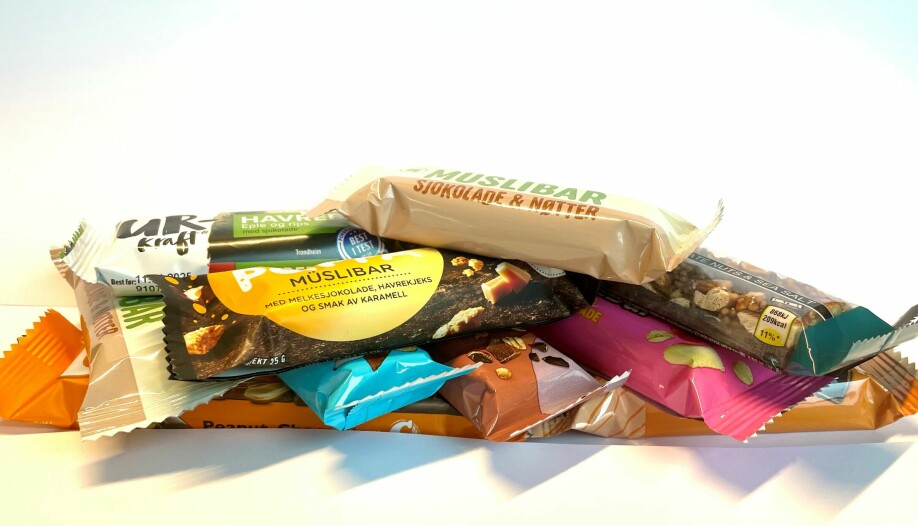 STOR TEST: – Testvinneren er en perfekt for deg som vil passe vekten. Her er et utvalg mellombarer avbildet.