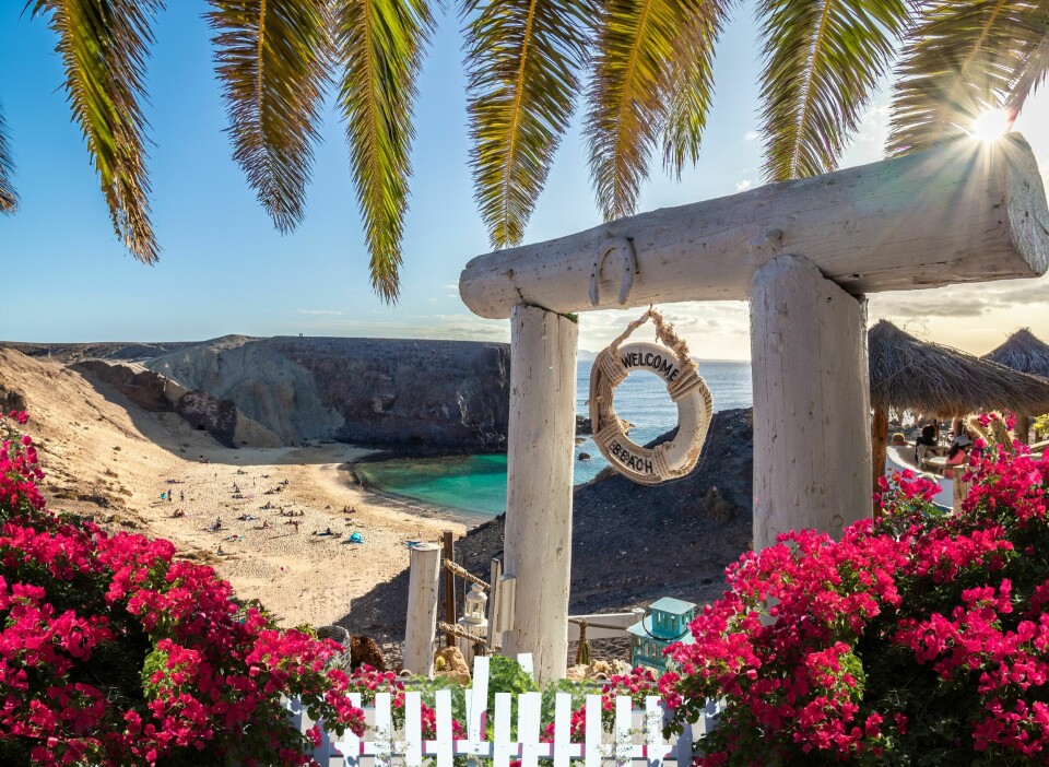 IKONISK: Playa del Papagayo er selve postkortmotivet på Lanzarote.