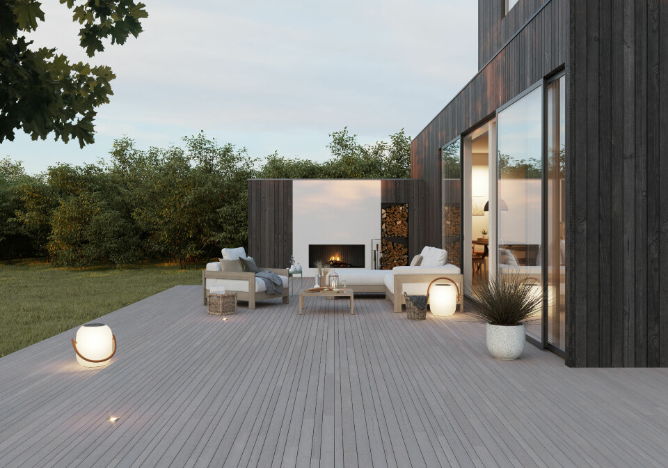 LEKTEGULV: MøreRoyals Concice Collection er tilpasset moderne arkitektur med rette linjer og skarpere kanter. Concise fasadelekter har høy kvalitet og er egnet til både til rekkverk og til å bryte opp fasader. Tilgjengelig i tre ulike profiler og syv ulike dimensjoner. Her ses Concice lektegulv i fargen grå, 34 x 45 cm, fra ca. kr 20 per løpemeter.