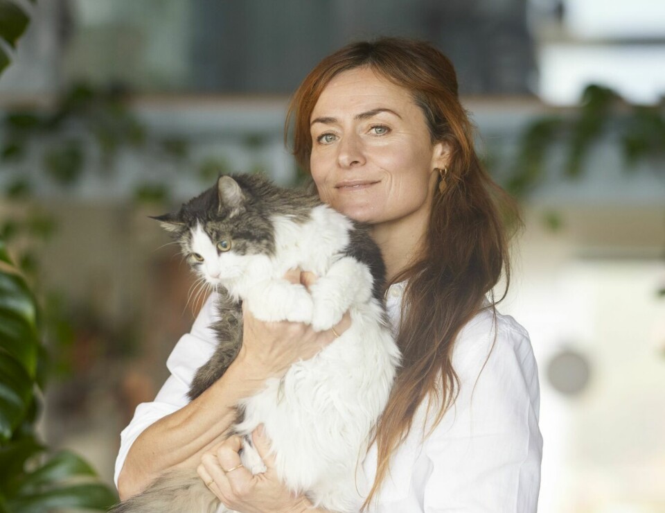 RO OG HARMONI: Signe trives med livet utenfor rampelyset. I huset ute i havgapet er det bare henne og to katter, her med katten Julipus.