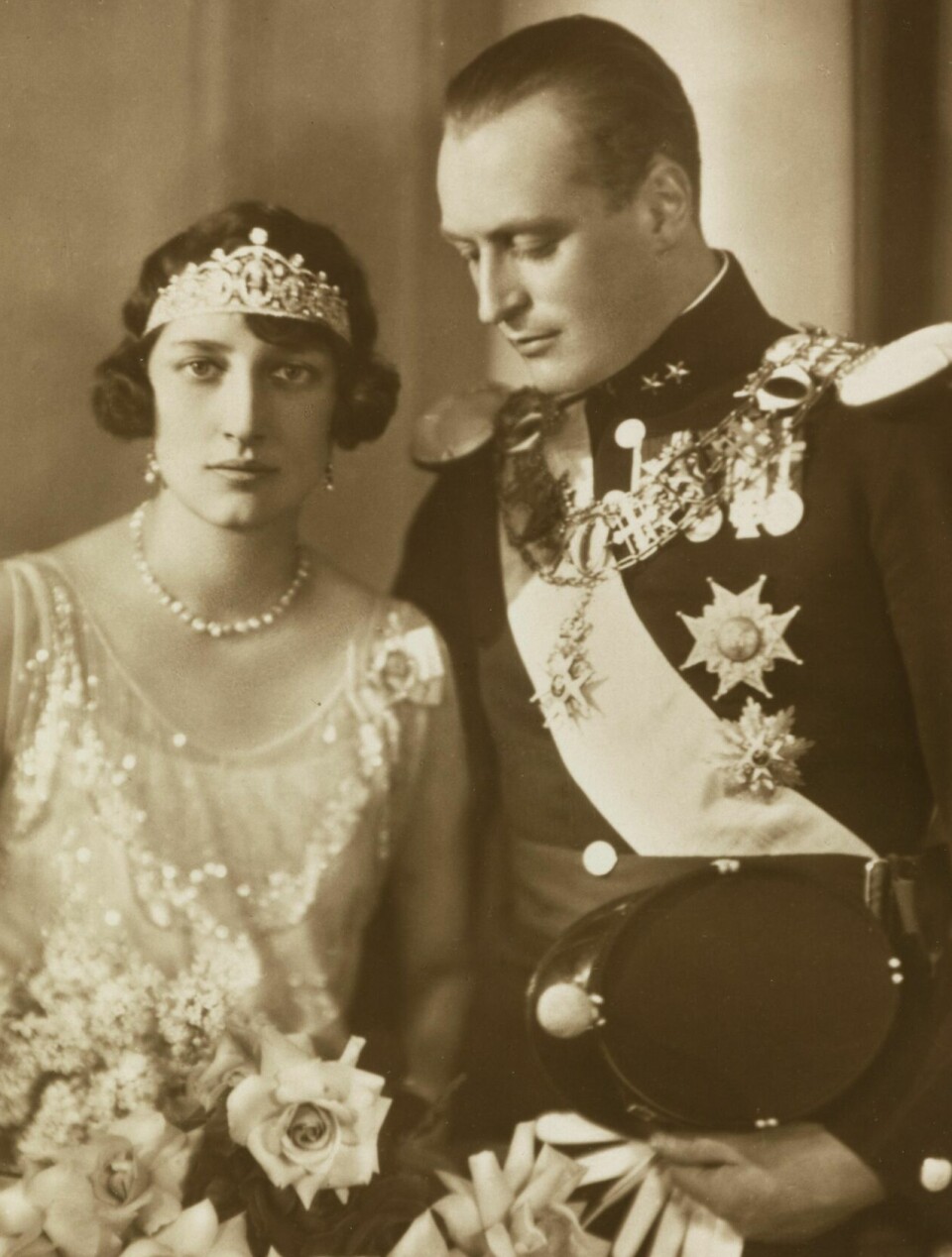 BRYLLUPSPORTRETT: 21. mars 1929 var en stor festdag i hele landet. Da giftet kronprins Olav seg med prinsesse Märtha, datter av den svenske prins Carl og den danske prinsesse Ingeborg, i Oslo Domkirke.