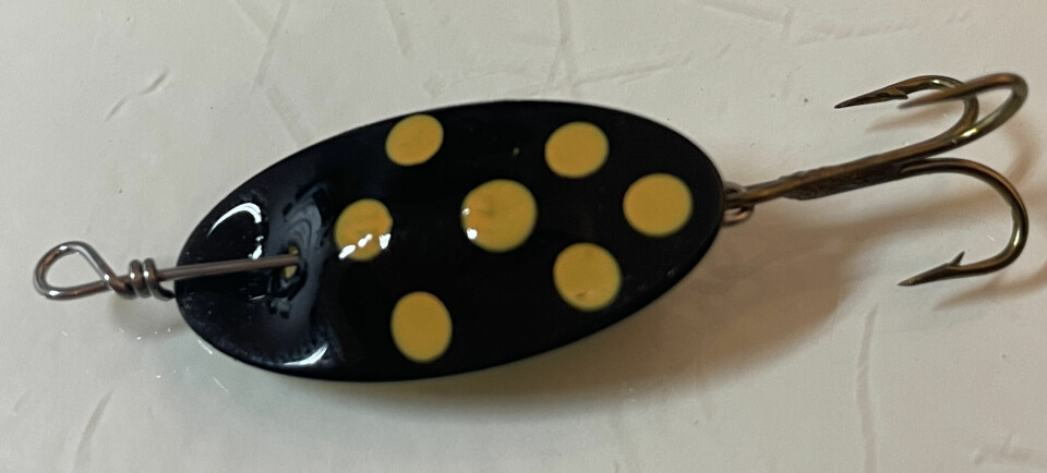 8. Spesial Spinner BL 4gSvart med gule prikkerAntall ørret på land: 22Antall sikre napp: 41Antall bonusfangst: 2Pris: 89,-