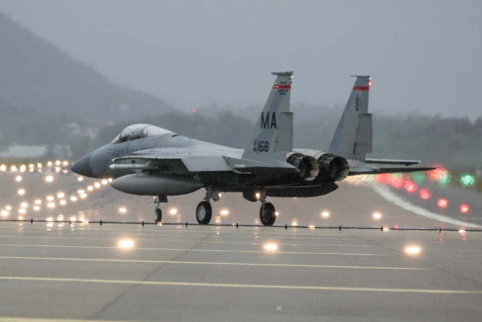 NORGESVISITT: Amerikansk F-15 i Bodø i 2019 i forbindelse med øvelsen ACE 2019.