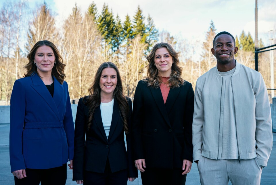 NY JOBB: Ingrid er blant TV 2s fire ferske fotballeksperter, Mimmi Löfwenius Veum (f.v.), Renate Blindheim, Ingrid og Mushaga Bakenga.