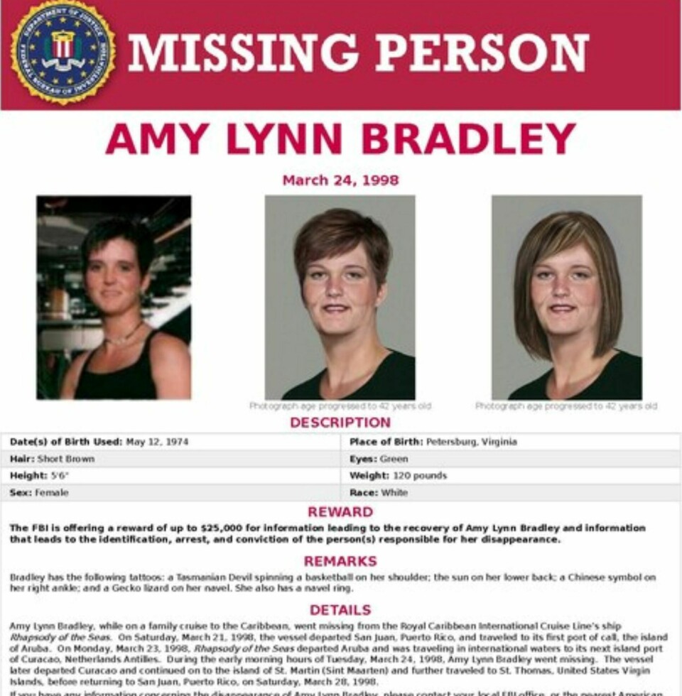 ETTERLYST: FBI har en stående dusør på 25.000 dollar til den som kan gi avgjørende opplysninger i forsvinningssaken.