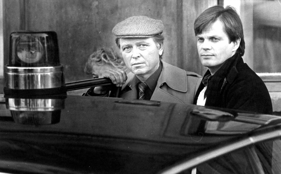 GJENNOMBRUDDET: Anders ble allemannseie da han spilte i «Helmer og Sigurdson» fra 1975–1981. Her med medskuespiller Alf Nordvang.