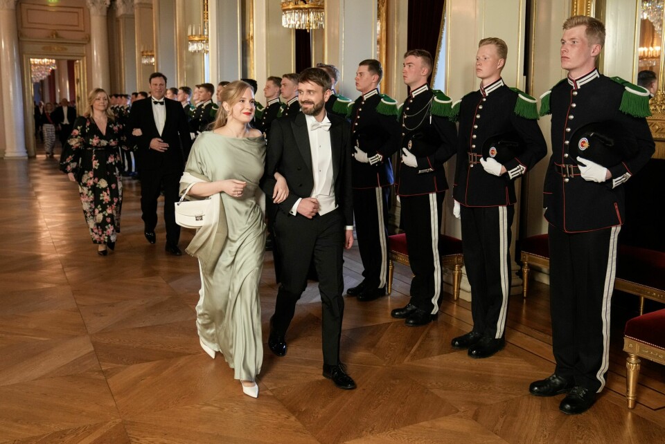 PÅ SLOTTET: I løpet av ett år har Jan Christian Vestre og samboeren Viktoria Millentrup vært gjester på slottet flere ganger. I mai i fjor var de til gallamiddag da det danske kongeparet var på statsbesøk, og i april i år var de tilbake i forbindelse med at det islandske presidentparet var på besøk.