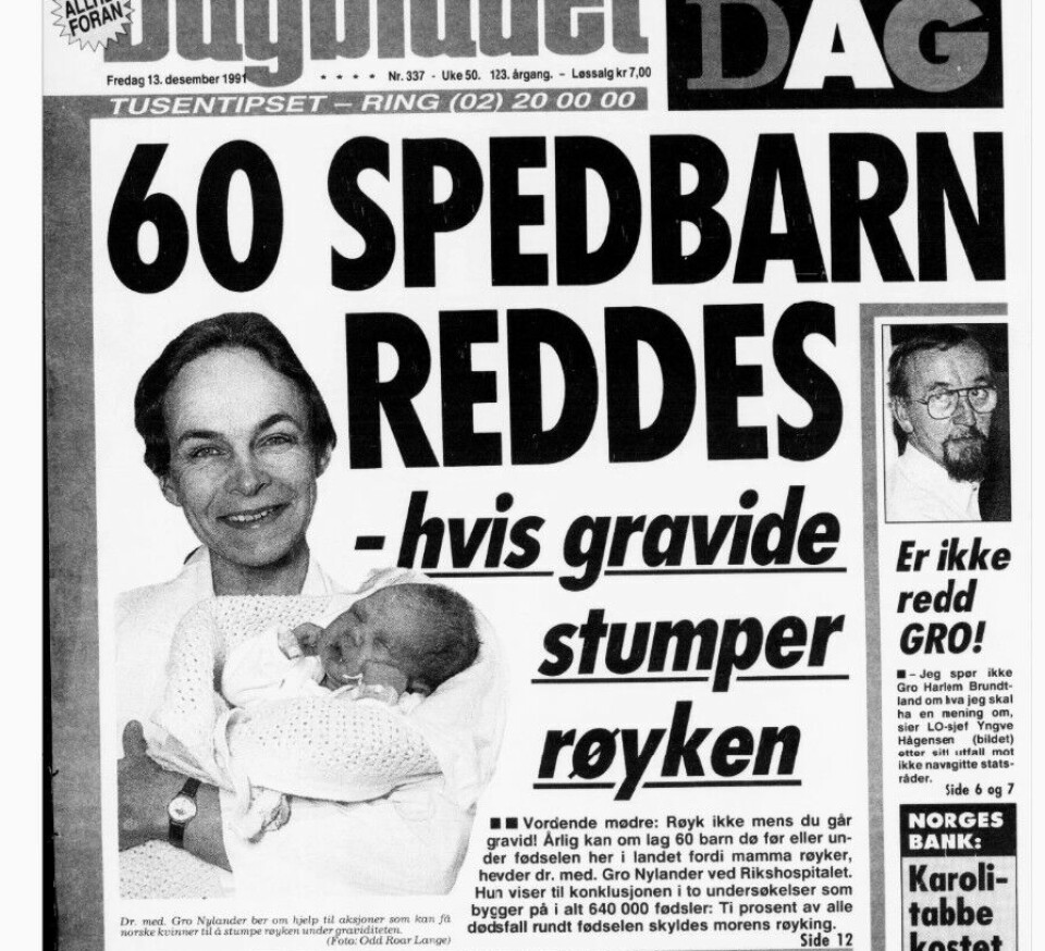 STUMP RØYKEN: Etter Gros påminnelser om kombinasjonen mellom spedbarnsdødelighet og røyking, var det få gravide som våget å tenne sigaretten.
