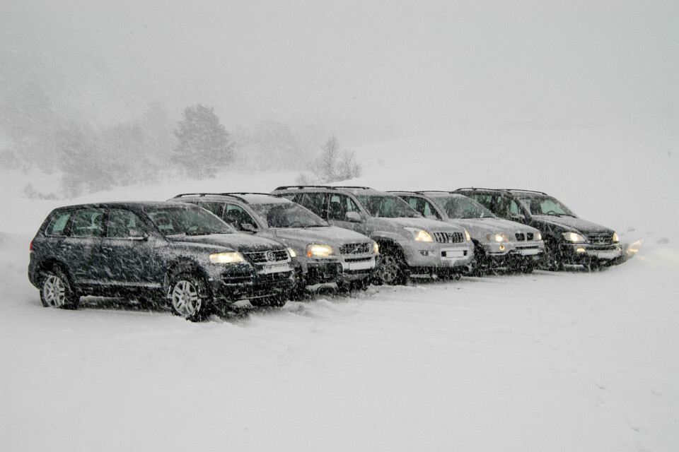 DET SNØR: Standafjellet sørget for en snørik sammenligningstest i januar 2003. De neste årene ble Volvo XC90 den klare bestselgeren av disse.