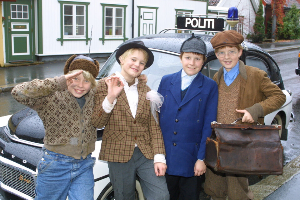 DEBUT MED SMELL: Jakob Schøyen Andersen (t.v.) filmdebuterte som Dynamitt-Harry i Olsenbanden jr.-serien. Her sammen med Benny (Lars Breiteig Andersen), Kjell (Thomas Engeseth) og Egon (Aksel Støren Aschjem).