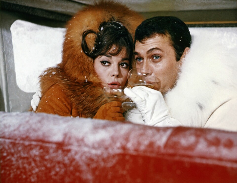 Natalie Wood og Tony Curtis under innspillingen av «The Great Race» fra 1965.