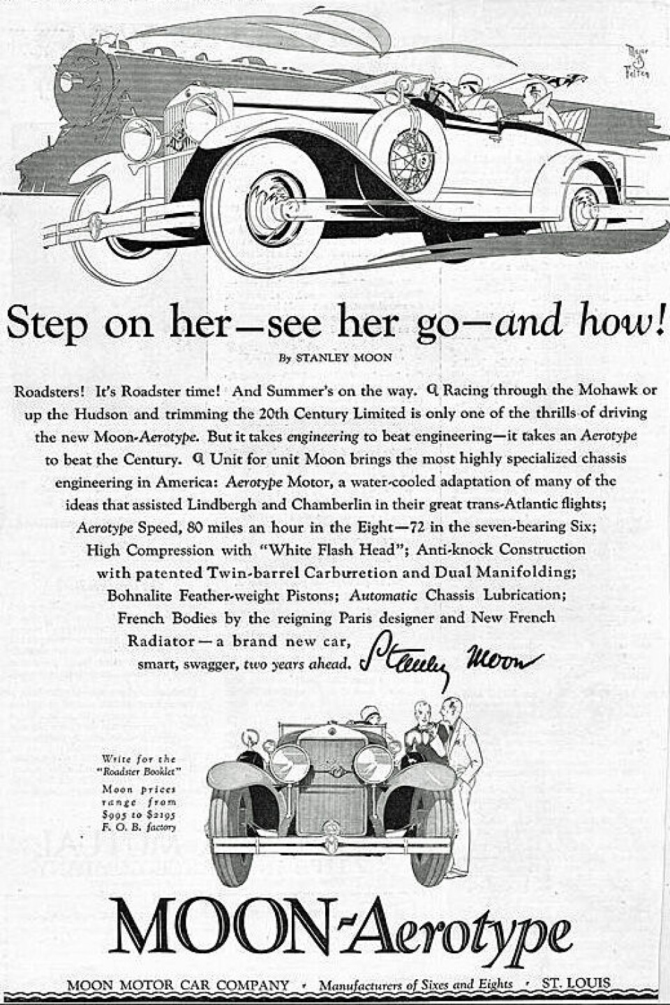 FULL FART: Originalannonse for 1928 Moon Aerotype 6–72 Royal Roadster.