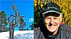 Delt bilde av snødekt trelandskap og mann med NorFjell-caps i høstskog