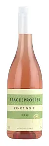 Flaske med Peace & Prosper Pinot Noir rosévin mot hvit bakgrunn