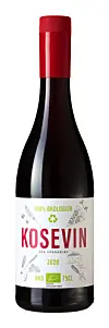 Flaske med Kosevin økologisk rødvin 2020 fra Frankrike med rød kapsel