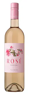 Flaske Planeta Rosé Sicilia DOC med rosa etikett og blomsterdekor