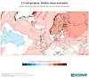 ECMWF-kart som viser ukentlige temperaturavvik i Europa med overveiende røde felt.