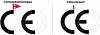 Sammenligning av EU sitt CE‑merke og et lignende China Export‑symbol side om side.