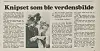 Historisk avisoppslag med tekstspalter og et svart-hvitt bilde i midten.