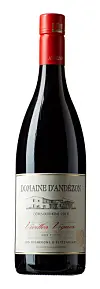 Mørk vinflaske fra Domaine d’Andézon med rød kapsel og etikett for Côtes du Rhône 2013.